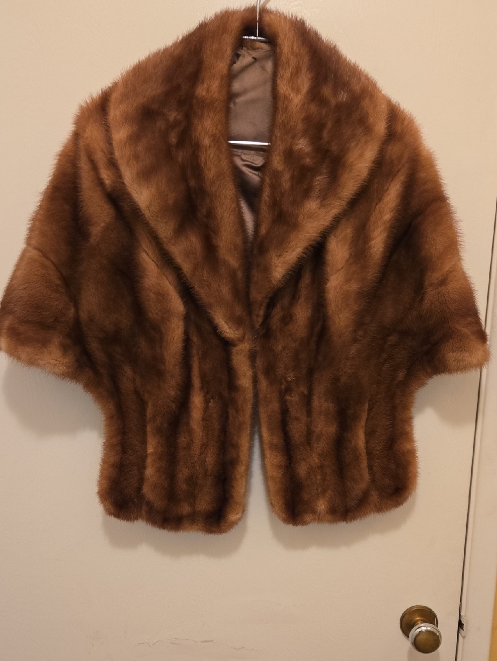 Women's Vintage Brown Luxe Faux Fur Shawl Collar Jacket.